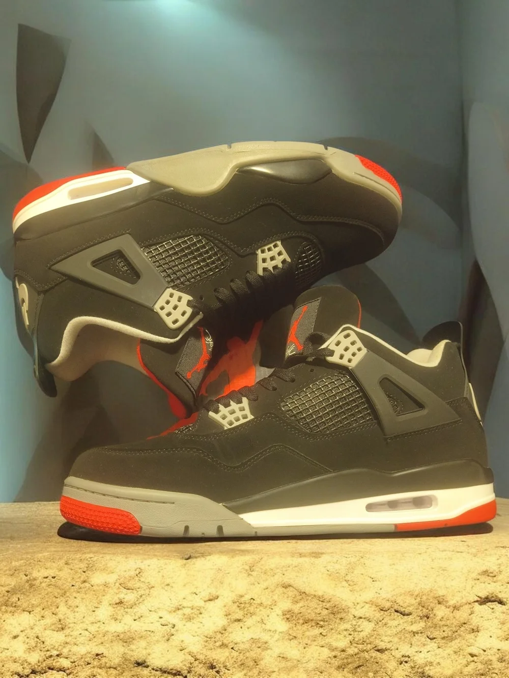 Men's Black and Red Athletic Sneakers - Brand: Jordan 4
